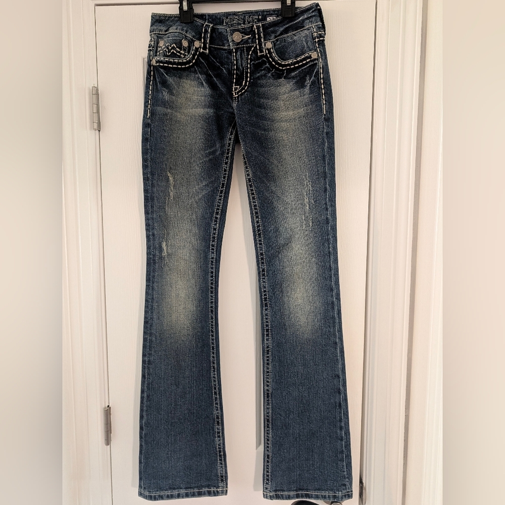 Miss Me Sunny Boot Washed Distressed Jeans Women's Size 27